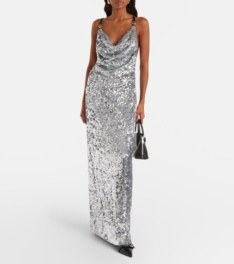 垂褶亮片长礼服 | Coperni