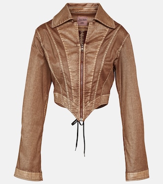 x KNWLS – Veste corset raccourcie en jean | Jean Paul Gaultier