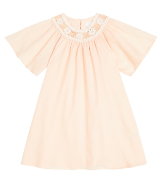 Kleid aus Baumwolle mit Häkelstrick | Chloé Kids