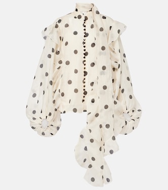 Blusa Crush de lino y seda con lunares | Zimmermann