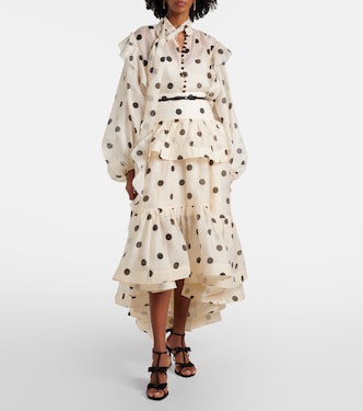 Blusa Crush in lino e seta a pois | Zimmermann