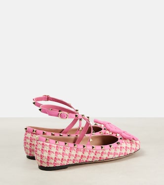 Rockstud tweed ballet flats | Valentino Garavani