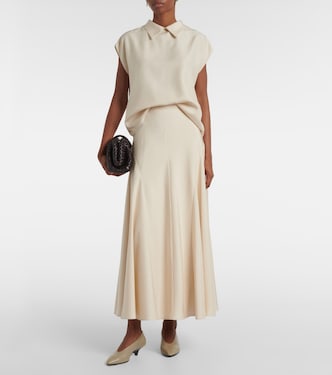 Jupe midi Giustina en soie à taille haute | Loro Piana
