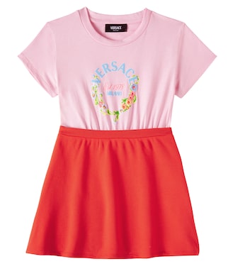 Logo cotton jersey dress | Versace Kids