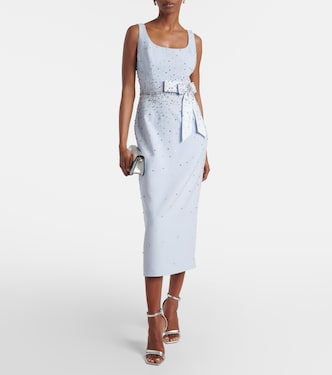 Bow-detail crystal-embellished midi dress | Carolina Herrera