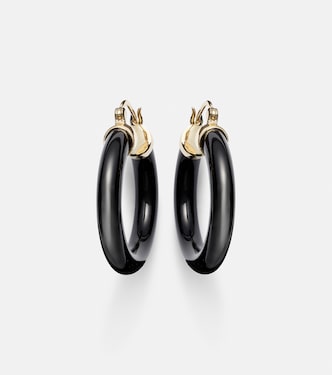 Orecchini a cerchio in oro 14kt con onice nera | Mateo
