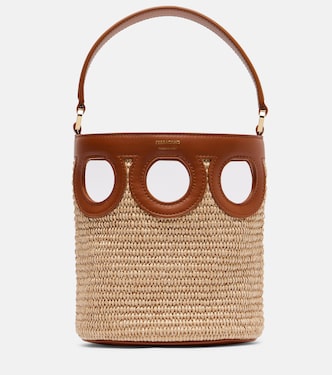 Ganci Frame Small raffia bucket bag | Ferragamo