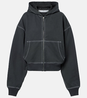 Logo cotton fleece zip-up sweatshirt | Acne Studios