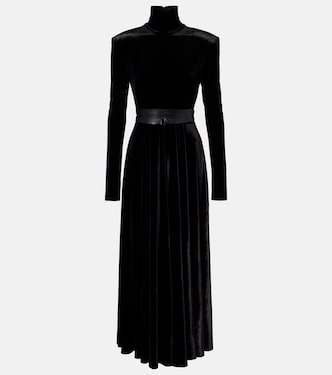 Flared turtleneck velvet midi dress | Norma Kamali