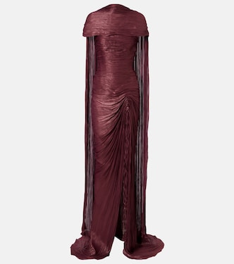 Draped pleated scarf-detail gown | Marmar Halim