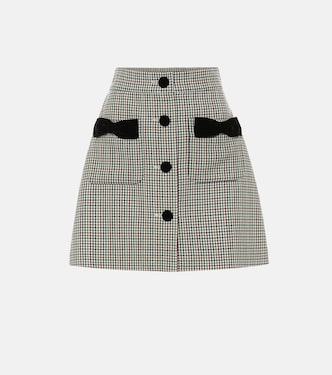 Houndstooth wool miniskirt | Miu Miu