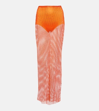 Crystal-embellished mesh maxi skirt | Giuseppe di Morabito