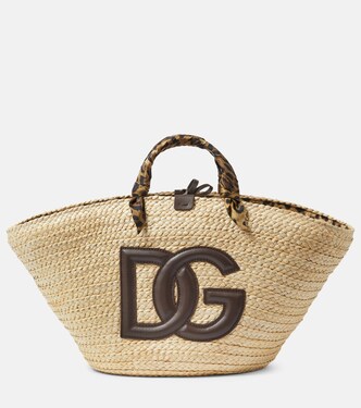 Borsa Kendra in rafia con pelle | Dolce&Gabbana