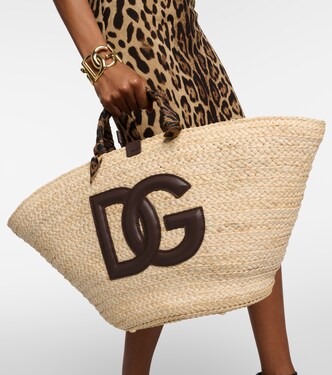 Tote Kendra de rafia con piel | Dolce&Gabbana
