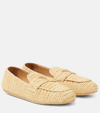 Woven raffia-effect loafers | Prada