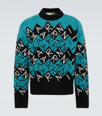 Pull intarsia en laine vierge à logo | Marni