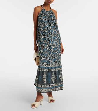 Ghita cotton and silk voile midi dress | Velvet