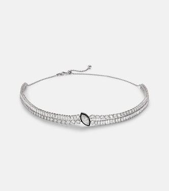 Choker in oro bianco 18kt e smalto con diamanti | Kamyen