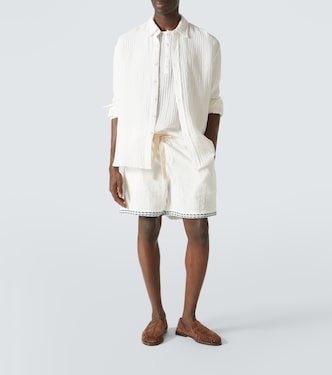 Camicia in misto lino e cotone a righe | Commas