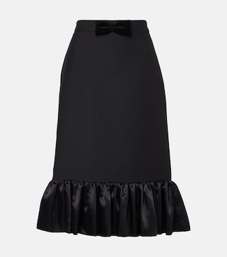 Falda midi de Crepe Couture con satén | Valentino