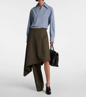 Falda midi asimétrica de lana | Bottega Veneta