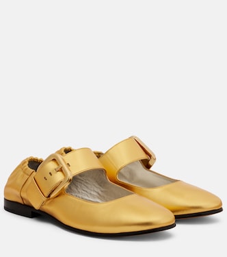 Amy metallic leather Mary Jane flats | Bottega Veneta