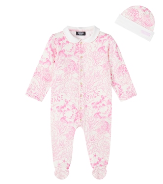 Baby cotton-blend onesie and beanie gift set | Versace Kids