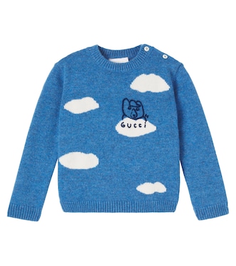 x Euan Roberts Baby embroidered wool sweater | Gucci Kids