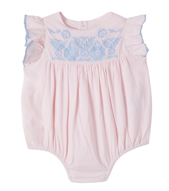 Baby embroidered cotton playsuit  | Louise Misha