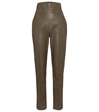 Pantalon slim en cuir à taille haute | Alexandre Vauthier