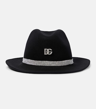 Fedora in lana vergine con logo e cristalli | Dolce&Gabbana