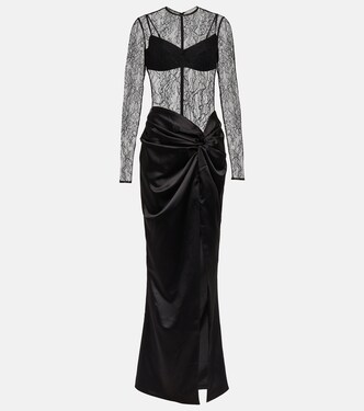 Robe longue en dentelle et satin | Rasario
