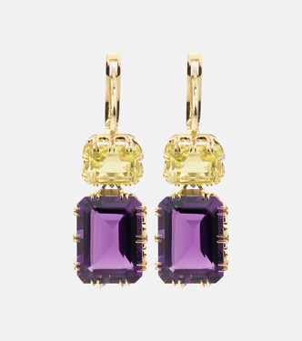  Crown 18kt gold earrings with topaz and amethyst | Ileana Makri