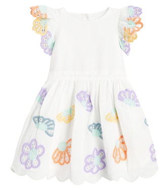 Baby - Abito in cotone e lino con ricami | Stella McCartney Kids
