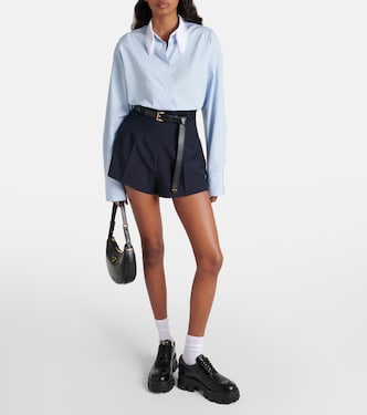 Camisa de popelín de algodón con flecos | Prada