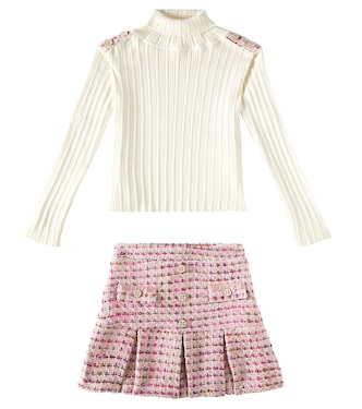Pullover in maglia e gonna in tartan | Patachou