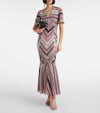 Vestido midi de lamé en zigzag | Missoni