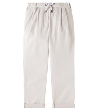 Cotton-blend gabardine pants | Brunello Cucinelli Kids