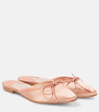 Mules Ballerimu 10 in raso con pelle | Manolo Blahnik