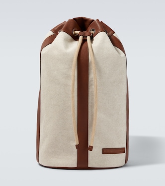 Leather-trimmed canvas backpack | Brunello Cucinelli
