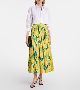 Oscar printed cotton poplin midi skirt | La DoubleJ