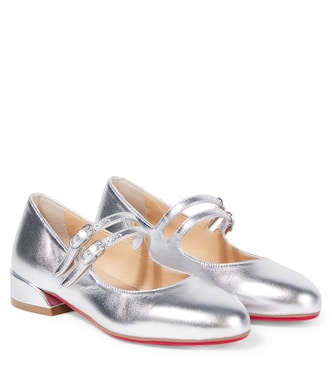 Metallic leather Mary Jane flats | Christian Louboutin Kids