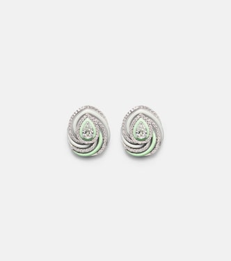 Pendientes Oceane Pear de oro blanco de 18 ct con diamantes | Kamyen