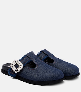 Slidy Viv embellished denim mules | Roger Vivier