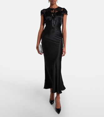 Lace-trimmed silk satin maxi dress | Rodarte