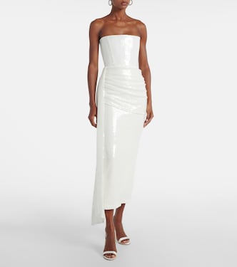 Bridal sequined strapless bustier gown | Alex Perry