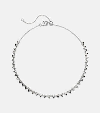 Heart 18kt white gold and enamel choker with diamonds | Kamyen