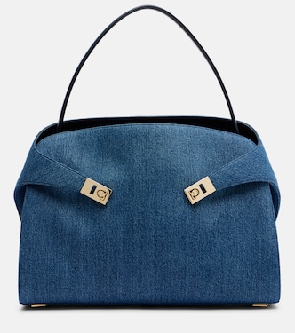 Hug Large denim tote bag | Ferragamo