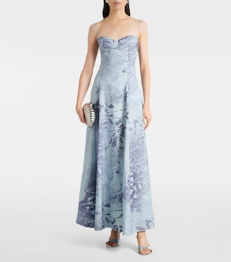 Floral linen and cotton bustier dress | Simkhai