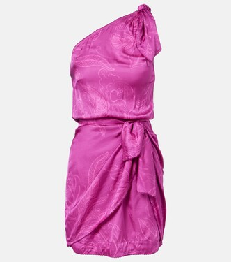 Vestido corto asimétrico Celie de satén en jacquard | Poupette St Barth
